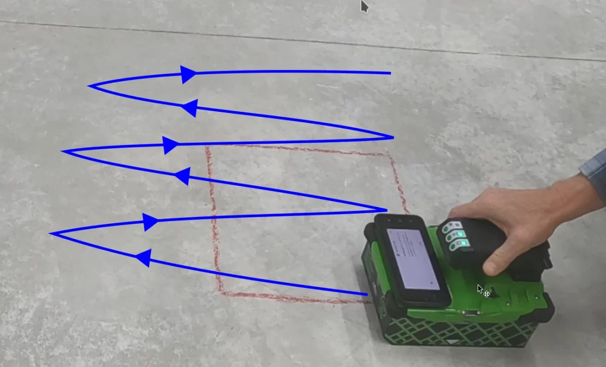 Auto-tracking scan lines with GPR Concrete Scanner