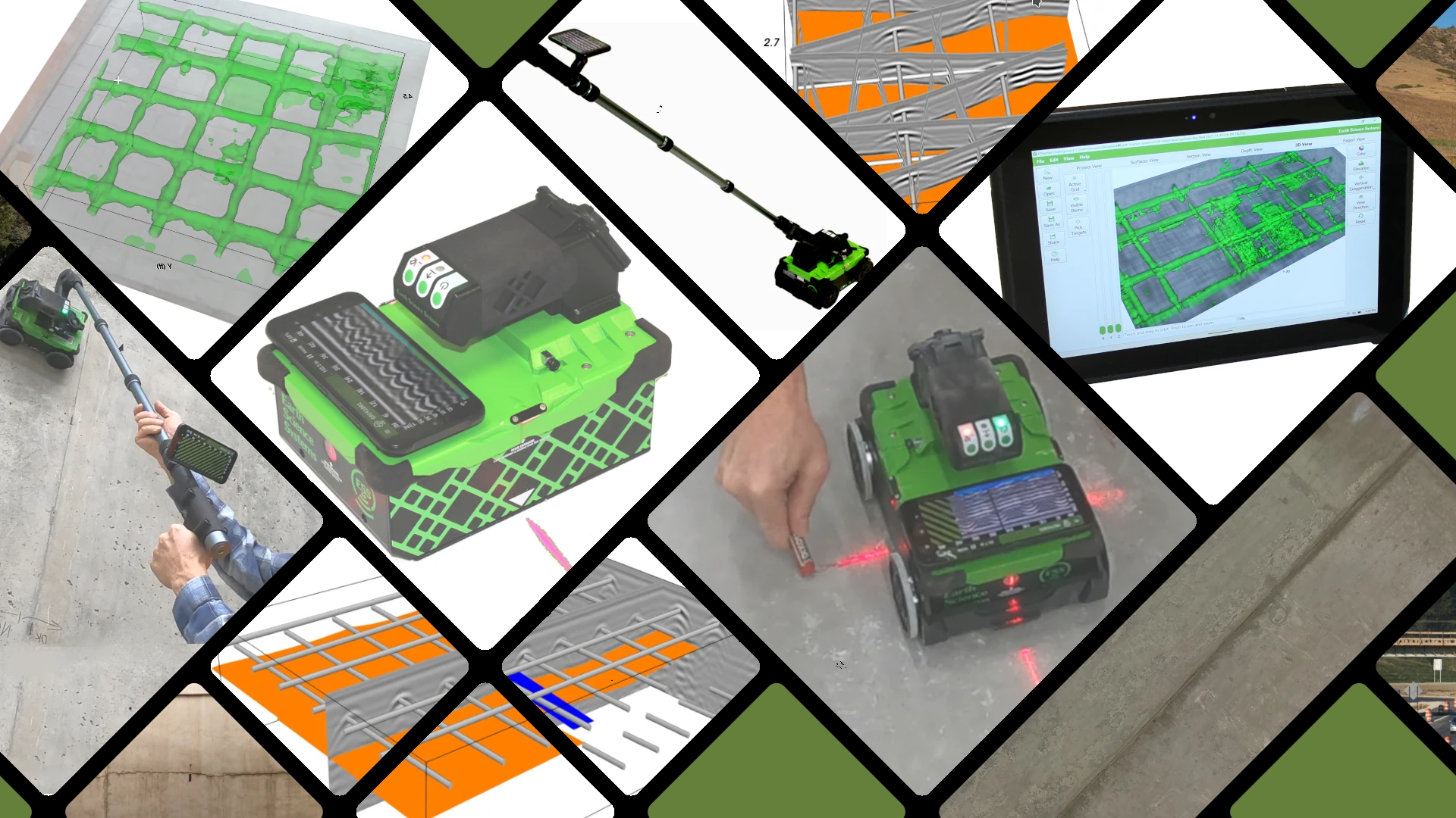 Collage of GPR Concrete Scanner images